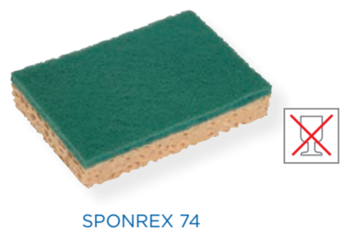 SPONREX 74 Zellulose Scheuerschamm  gegen hartnäckigen Schmutz 130 x 84 x 28 mm Grün/Gelb 10 Stück/Beutel