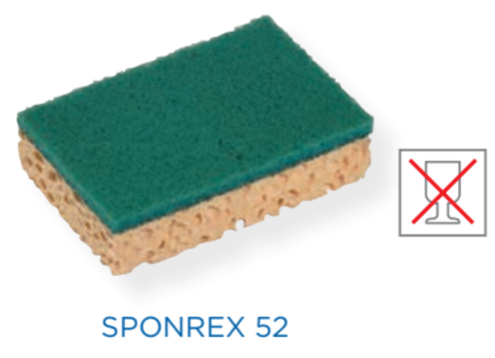 SPONREX 52 Zellulose Scheuerschamm  gegen hartnäckigen Schmutz 110 x 70 x 28 mm Grün/Gelb 10 Stück/Beutel