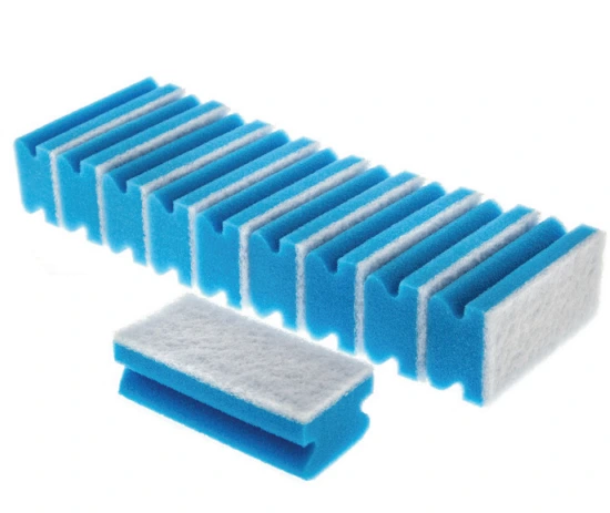 [MA-530825] Abwaschschwamm blau-weiß, 10er Packung, mit Griffleiste, ca. 15 x 5 x 7 cm