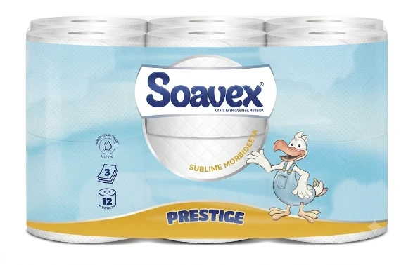 Soavex Prestige-Toilettenpapier – 3-lagig, Erhabene Weichheit, 170 Blatt (12x10cm) (36 Rollen)