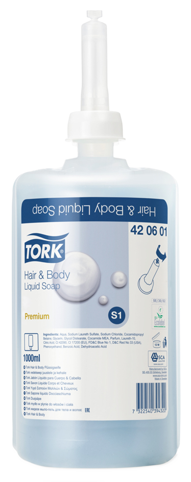 [420601] Tork Duschcreme, Premium Flüssigseife S1, 1liter