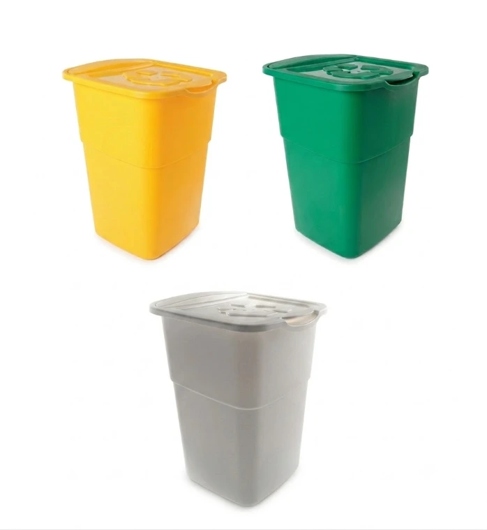 [MA-900758] Mülltrennsystem 3 x 50 l Set, Maße: 38 x 36 x 54 H cm