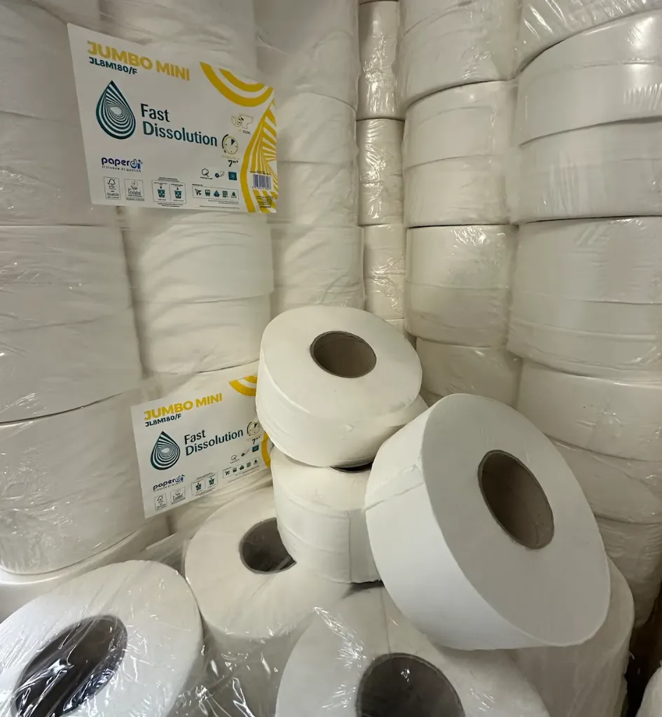 [PI-250180] Mini Jumbo Rolls – 100% Cellulose, 180 Meters, 2-Ply (12 Rolls/Pack)