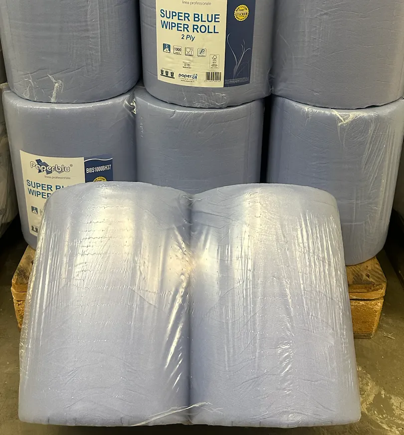 [PI-260010] Blaue Industrie Roll 2-Lagig, 1000Blatt, 2 Roll = Packung. Diameter 29cm, 37x24cm