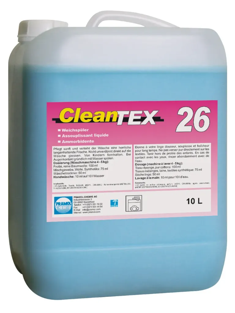 [22900.00110] EPP Profi-Gewebeveredler – Antistatisch & Bügelleicht (Weichspüler-Konzentrat) CleanTex 26 10Liter